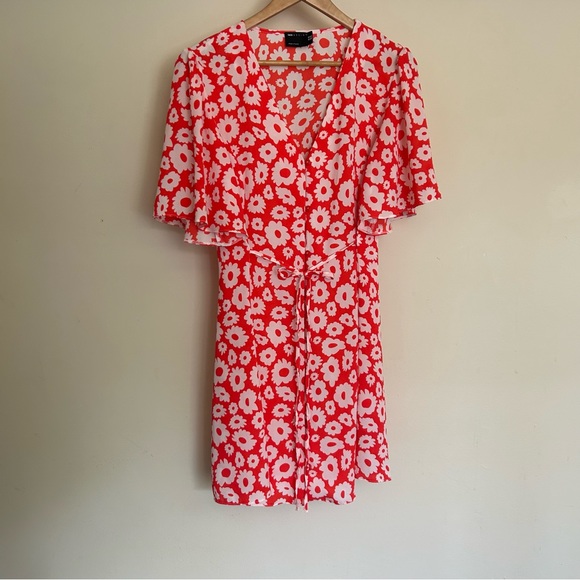 ASOS Red floral Minidress 14 - Picture 7 of 7